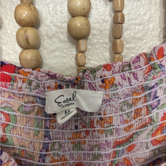 Easel Vibrant Paisley Smocked Boho Indie Fairycore Cottage Retro Maxi Dress Med - Picture 5 of 7